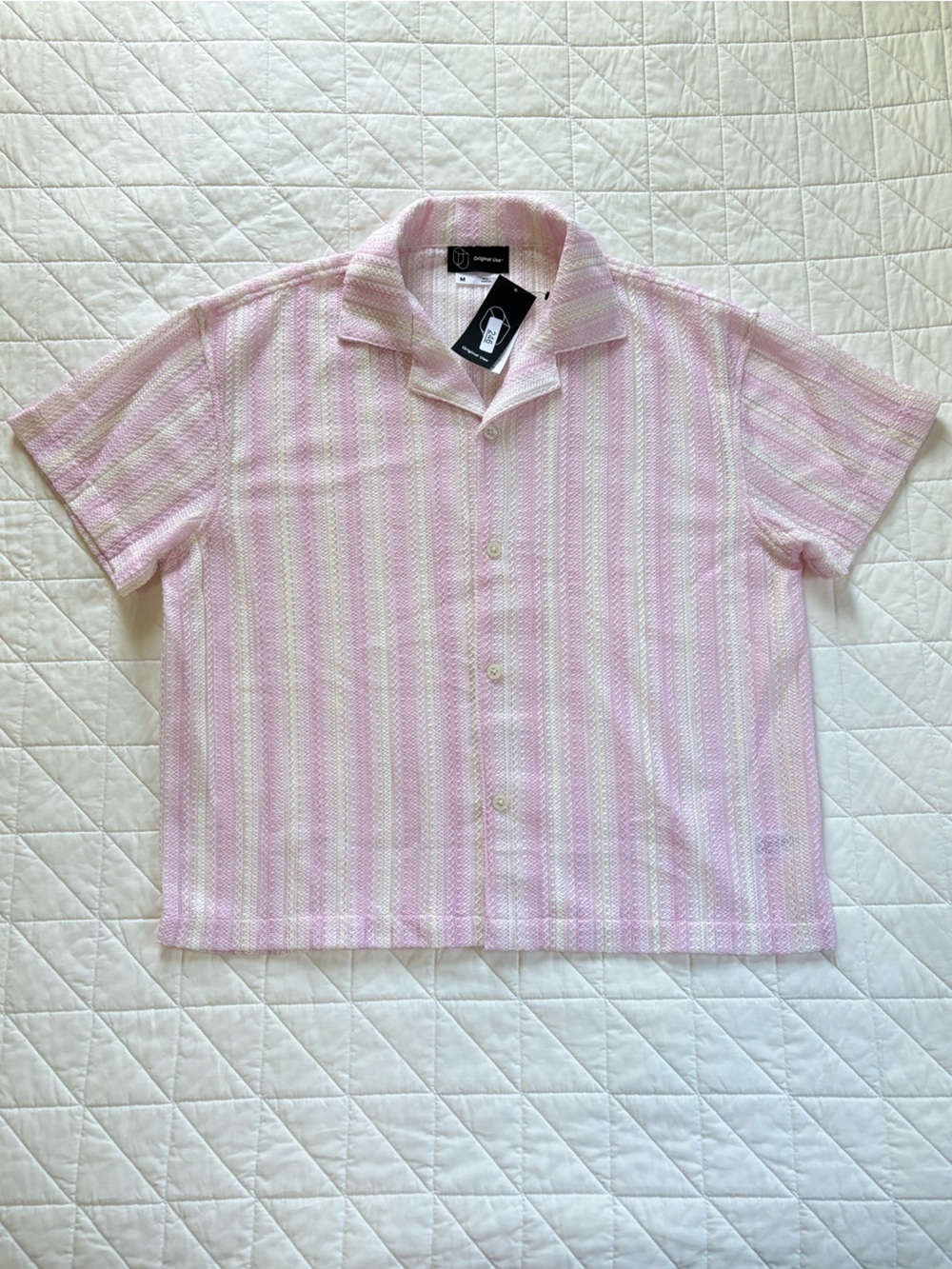 Original Use Knit Textured Lightweight Button Up Shirt - Men's Size Medium NWT